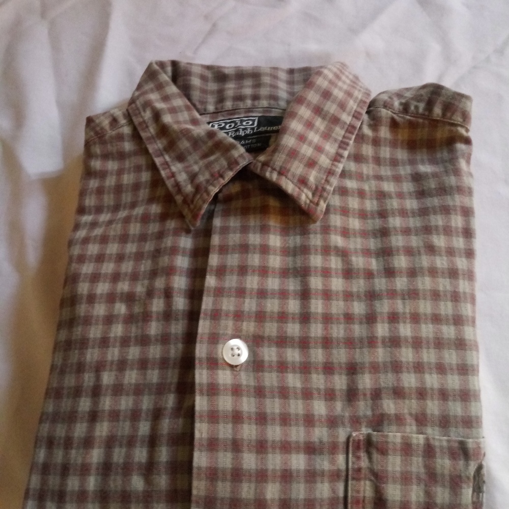 Ralph Lauren POLO Brown Plaid Short Sleeve Shirt M